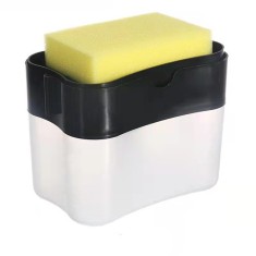Dozator Cyrax, Dispenser 2 in 1 pentru Detergent Lichid de Vase sau pentru Obiecte Sanitare cu Suport pentru Burete de Bucatarie ,14 x 10.5 x 10 cm, c