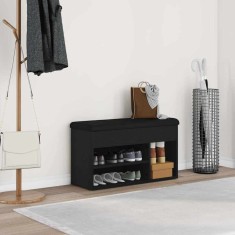 vidaXL Bancă pentru pantofi Negru 80 x 30 x 45 cm Lemn compozit