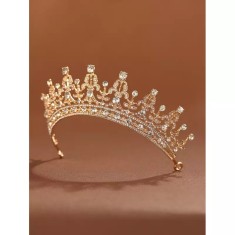 Diadema (Coronita) Mireasa cu Strasuri, Aurie - 324402