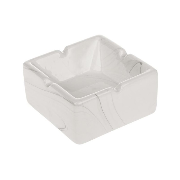 Scrumiera din ceramica, Model marmura alba, 10x5 cm, ATU-087732