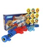Pistol cu Bile si Scut Tinte KIK, Albastru/Rosu, 51cm, 12 Bile Incluse, Jucarie Baieti +3 Ani