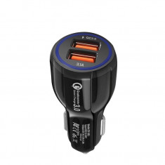 Incarcator Auto Fast Charge 3.1 Dual USB 5.4A/35W - QC 3.0 3A + Smart IC 9v-12v 1.8A foto