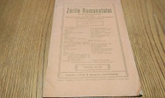 ZORILE ROMANATULUI Anul IV, N. 6 si 7; Iunie si Iulie 1930 - Revista de Cultura Generala - Caracal, Tipografia &quot;Unirea&quot;, 1930, 20 p.