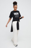 Dkny pantaloni de trening culoarea bej, neted