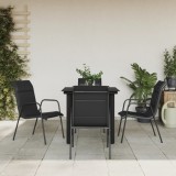 VidaXL Set mobilier de grădină, 5 piese, negru, oțel și textilenă