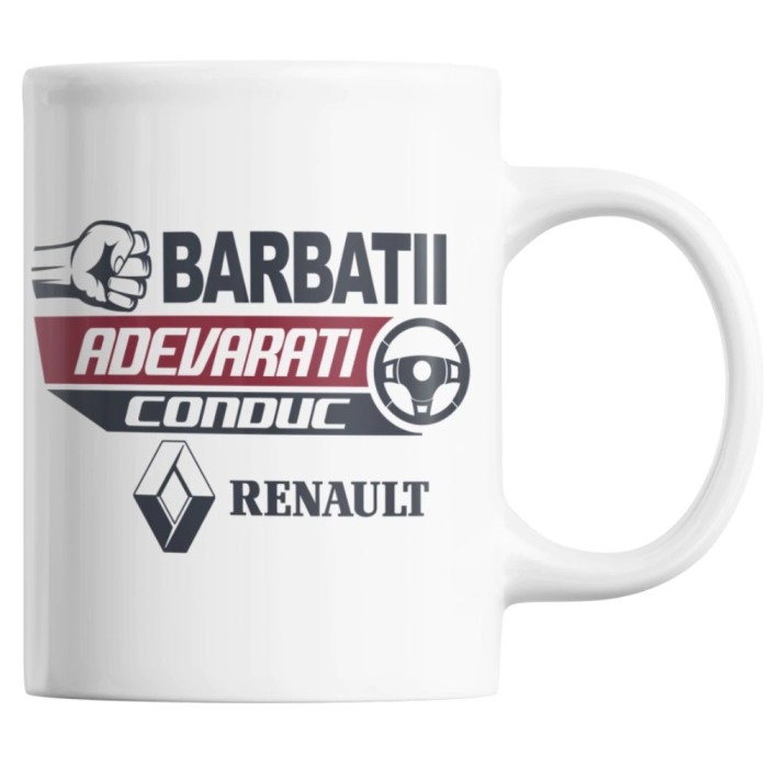 Cana alba personalizata &quot;Barbatii adevarati conduc Renault&quot;, INOVATIX&reg;. 330ml