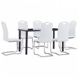 Set mobilier de bucatarie, 7 piese, alb, piele ecologica GartenMobel Dekor, vidaXL