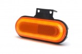 Lampa Gabarit Galbena LED Neon 12V 24V Ovala 118mm cu Catadioptru, Omologare E20 EMC, Suport si Suruburi Prindere