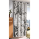Perdea cu inele Harco, 135 x 245 cm, alb cu model gri floral