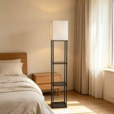Lampadar SELVA,1 x E27,Metal si Lemn,Negru si Alb