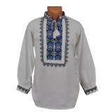Cumpara ieftin Camasa Barbateasca Traditionala Alba cu Motiv Geometric Albastru - CTI27
