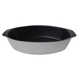 Vas termorezistent oval, 35x21x8 cm, Alb/Gri Mat