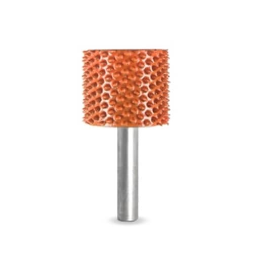Valec hladk&eacute; čelo pr-25,4 mm stopka 6mm, Granulatie Saburr FOARTE ASPRA - PORTOCALIE