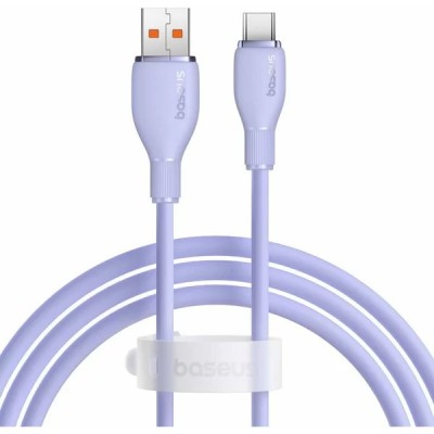 CABLU alimentare si date Baseus Pudding, Fast Charging Data Cable pt. smartphone, USB la USB Type-C 100W, 1.2m, violet &amp;quot;P10355703511-B1&amp;quot; (timbru verde foto