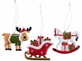 Cumpara ieftin Set 3 ornamente brad Craciun polirasina multicolora 7x6.5 cm