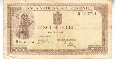 M1 - Bancnota Romania - 500 lei emisiune aprilie 1941 - filigran orizontal foto