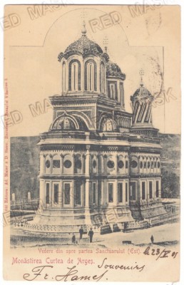 638 - CURTEA de ARGES, Monastery, Litho, Romania - old postcard - used - 1901 foto