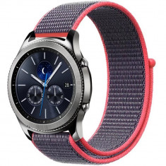 Curea ceas Smartwatch Samsung Galaxy Watch 46mm, Samsung Watch Gear S3, iUni 22 mm Soft Nylon Sport, Purple-Electric Pink foto