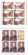 ROMANIA 2020 - CENTENARUL TRATATULUI DE LA TRIANON, MNH MINICOLI - LP 2305