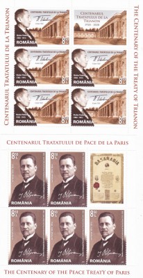 ROMANIA 2020 - CENTENARUL TRATATULUI DE LA TRIANON, MNH MINICOLI - LP 2305 foto