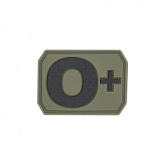 Ecuson 3D PVC Grupa Sanguina 0 Pozitiv 4x3cm Olive Drab Mil-Tec