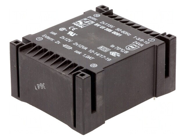 Transformator &icirc;ncapsulat 24VA 115V 12V 1A PCB