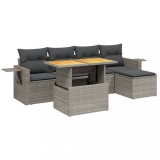 Set mobilier gradina cu perne, 6 piese, gri, poliratan