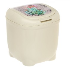 Coș de Gunoi Plastic, Model Floral, Bej, Capacitate 4L