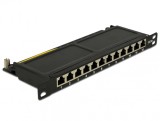 Patch Panel 10&quot; 12 porturi Cat.6A 0.5U negru, Delock 43312