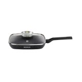 Cumpara ieftin Tigaie grill marmorata cu capac, 28 cm, maner detasabil Herzog HR 3613