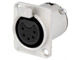 Soclu XLR Mamă 5 Pin Drept cu Buton de Lipire