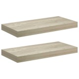 Cumpara ieftin Rafturi de perete suspendate, 2 buc., stejar, 50x23,5x3,8 cm, MDF