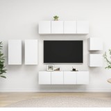 VidaXL Set dulapuri TV, 8 piese, alb, lemn prelucrat