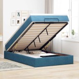 VidaXL Cadru de pat otoman cu saltea Albastru &icirc;nchis 120x200cm catifea 3311181