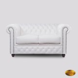 Canapea Chesterfield 2 locuri Brighton FT &ndash; Piele Albă, Canapele fixe