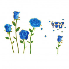 Sticker decorativ, Trandafiri albastrii, 100 cm, 817STK