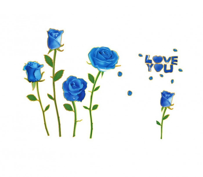 Sticker decorativ, Trandafiri albastrii, 100 cm, 817STK