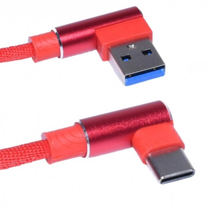 Cablu date usb tip c, 1m lungime, 2.1A, incarcare rapida, cu cot la 90, W05,