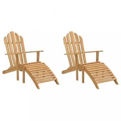 Scaune Adirondack cu suport de picioare 2 buc. lemn masiv tec foto