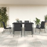 vidaXL Set mobilier de grădină, 7 piese, negru, oțel și textilenă 3200699