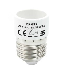 Adaptor soclu E14 mama la mufa E27 tata 500W 2A alb HOME