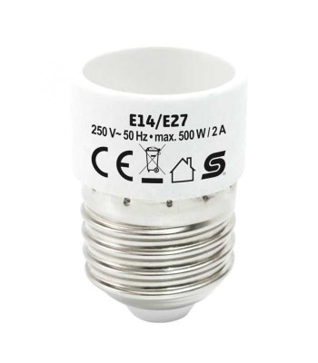 Adaptor soclu E14 mama la mufa E27 tata 500W 2A alb HOME foto