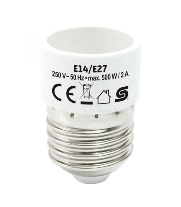 Adaptor soclu E14 mama la mufa E27 tata 500W 2A alb HOME