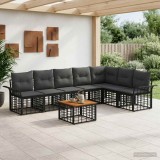 Cumpara ieftin Set de canapele de exterior 8 buc. 7-Locuri Negru si Gri inchis