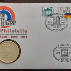 GERMANIA - FDC SI MEDALIE DIN PORTELAN - PHILATELIA 1991 - KOLN