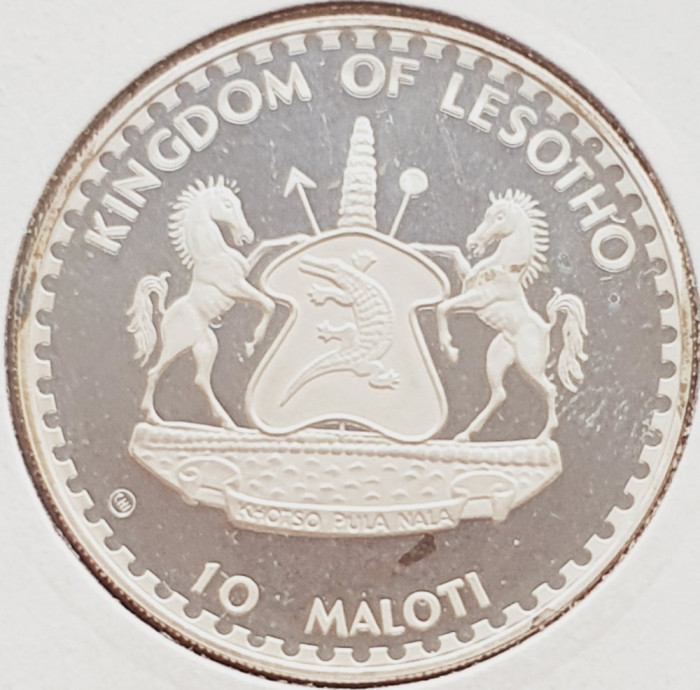 1985 Lesotho 10 Maloti 1982 Moshoeshoe II (tiraj 3,582) km 32 argint