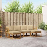 vidaXL Set de canapele de exterior 6 pcs Natural și Bej Lemn compozit 3366766