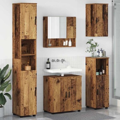 Set de mobilier pentru baie 5 pcs Lemn vechi 61 x 35 x 64 cm foto