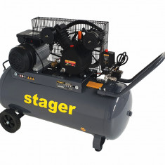 Stager HMV0.25 100 compresor aer, 100L, 8bar, 324L min, monofazat, angrenare curea