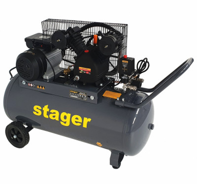 Stager HMV0.25 100 compresor aer, 100L, 8bar, 324L min, monofazat, angrenare curea foto